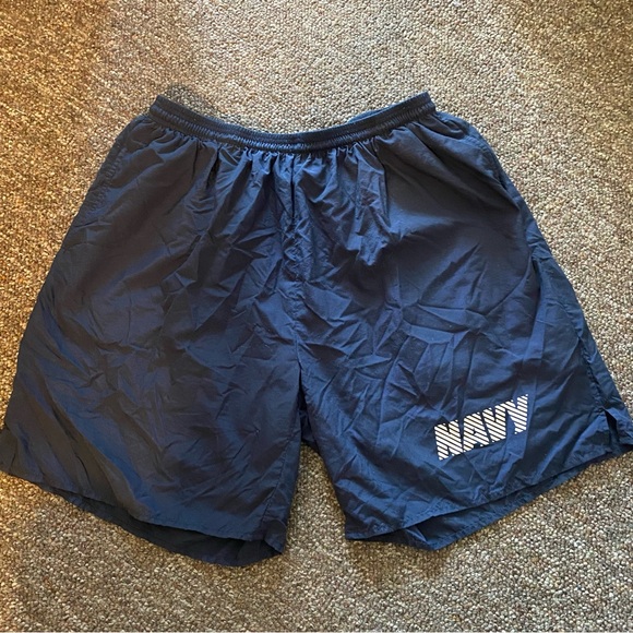Navy Blue Athletic Shorts Mens Size XL‎ Trunks Lined Drawstring Physical Fitness - Picture 1 of 13